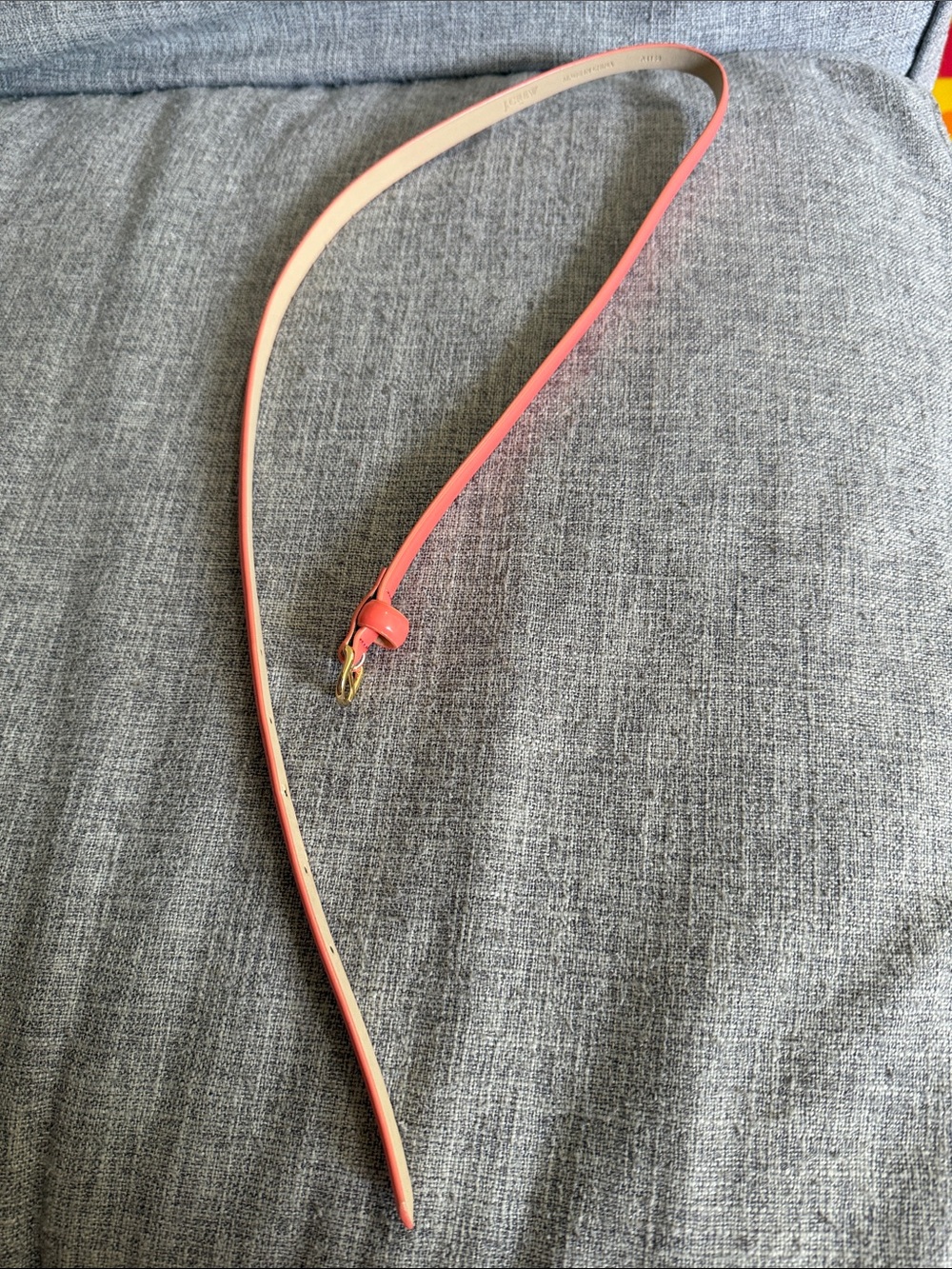 J. Crew Coral Slim Leather Belt with Gold Buckle - Picture 2 of 4